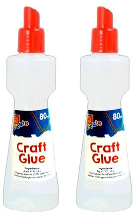 Lizzy 2 Bottles 80ml Craft Glue | All Purpose Glue For Arts, Crafts & DIY Transparent Adults & Kids Use For Paper, Card, Cork, Wood, Glass, Ceramics, Leather, Felt