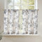 TOPICK Schiebevorhänge Leinen Küchengardinen 60 cm Vintage Floral Tier Fenstergardinen Bauernhaus Cafe Fenster Vorhänge Lichtfilterung Kurzstores für Waschraum Badezimmer 2 Panels Blau