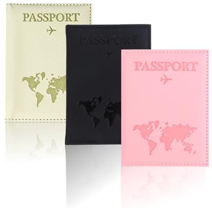 LZYDKH 3 Stück Reisepasshülle, Passport Hülle Pu Leder Passhülle Reisepass Pass Schutzhüllen Portable Pässe Reisedokumente für Ausweis Kreditkarten (Schwarz, Rosa, Aprikose)