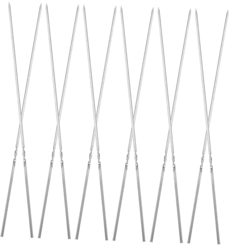 POPETPOP 20piezas Brochetas De Acero Inoxidable Para Barbacoa Reutilizables Planas Para Asar Carne Pinchos Largos De Unidades