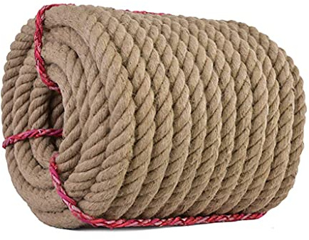 Cuerda, Cordel, Cuerda de Yute, Cordel de Yute Natural, Cuerda de cáñamo Resistente, Cordel Trenzado for Manualidades, muelles, Escalada, Columpios Colgantes de árboles.(18mm)