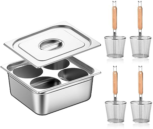 GIQKDZNUO Equipo de Ejercicio para Uso doméstico, Juego de 4 Orificios para Olla de Pasta, Olla de Acero Inoxidable con colador, Olla Multiusos para Cocina casera.