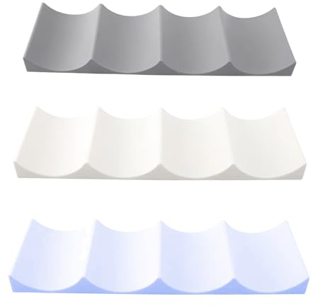 DXPETA Bottle Rack, 3-Pack Fridge Bottle Holder, Stackable Wine Rack Organizer for Refrigerator, Countertop, Cabinet, White, Gray, Light Blue