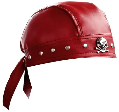 Biker Rock Bandana Doo Do Rag Headwrap Punk Skull Cap Du Rag Red Unisex (Red)