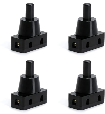4pcs interruttore a pulsante 250V 10A IP20 1polo interruttori a pressione da incasso pressostato incorporato pressostato da Incasso lampade tavolo elettrodomestici cucina mobili prese elettriche(nero)