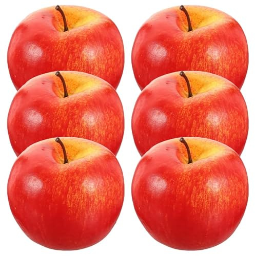 Artibetter 6pcs Red Foam Artificial Apples: Lifelike Mini Fruit Models for Photography Props - Realistic Fake Fruit Decor for Home, Kitchen & Farmhouse
