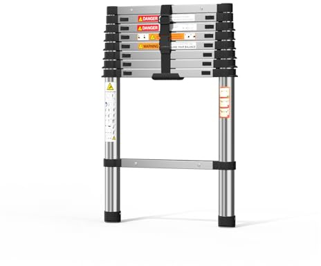 Multi-Purpose 2.6m Telescopic Ladders Stainless steel Extension Ladder Extendable 150KG