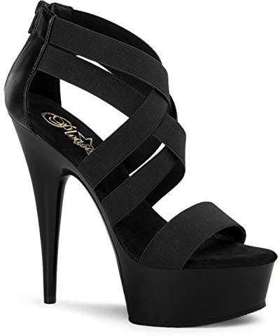 Pleaser DELIGHT-669, Sandales Plateforme Femme, Noir (Blk Elasticated Band/Blk), 39 EU (6)