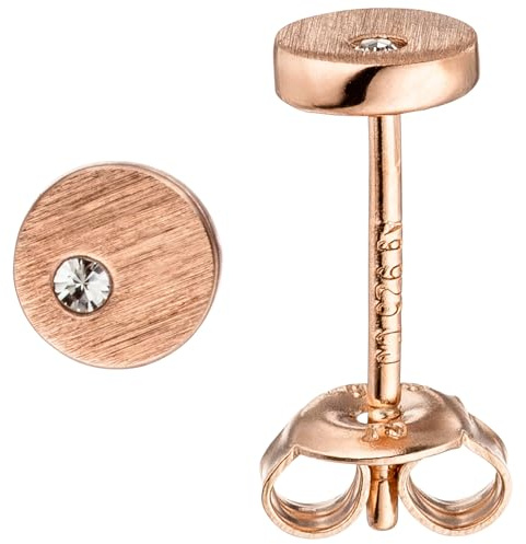 Jobo Damen-Ohrstecker Rund aus 925 Sterling Silber rosegold vergoldet matt mit Zirkonia