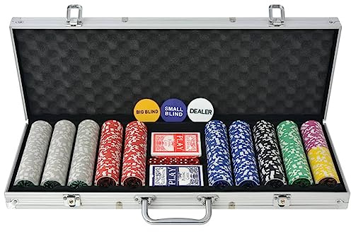 vidaXL Juego de Póker con Maletín y 500 Fichas Láser Aluminio Set de Póquer