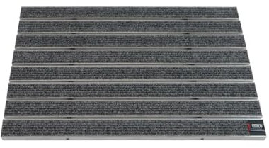 EMCO Eingangsmatte DIPLOMAT Large Rips hellgrau 12mm Fußmatte Schmutzfangmatte Fußabtreter Antirutschmatte, Größe:990 x 490 mm