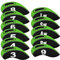 TOHMLAPE Golf 11pcs Neoprene Iron Head Covers Set Headcover With Large Numbers 3-9/AW/PW/SW/LW Fit All Brands Callaway Ping Taylormade Cobra,Black/Green