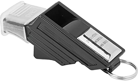 Silbato de ¨¢rbitro, Silbato Sin N¨²cleo de Alta Frecuencia para Competici¨®n con Cord¨®n de Nailon Ajustable(Plata Negra)
