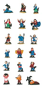 Aurora Store Set 18 Pastori in Resina 3,5 cm COLORI VIVI Presepe Statuine in Personaggi Assortiti dipinte a Mano Personaggi Mestieri Contadini Figure Diverse