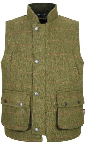 WALKER AND HAWKES - Gilet da tiro Derby Tweed Greyson per Bambini - Salvia Oscura - 34 (13/14 Anni)