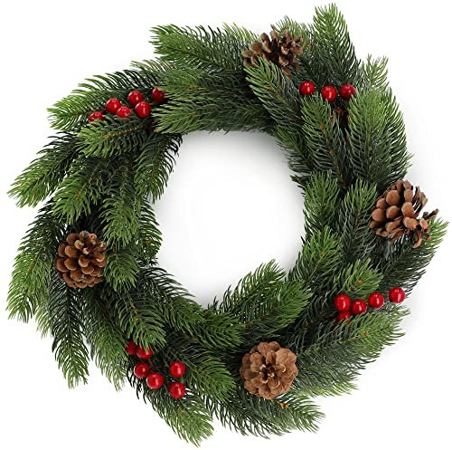 KADAX Ghirlanda natalizia in plastica PE, ghirlanda di Natale per porta, corona dell'Avvento, ghirlanda per Natale, ghirlanda di abete artificiale, ghirlanda da tavolo, decorazione da tavolo