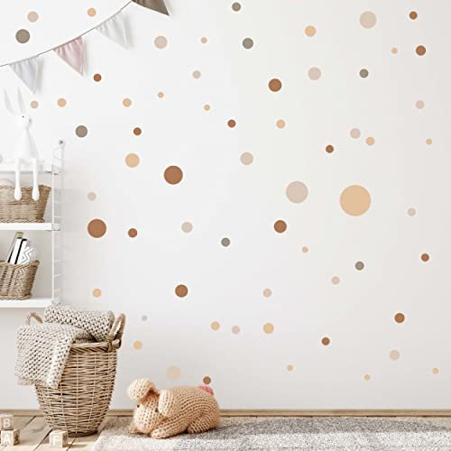 WANDKIND Kreise Set 120 Stück Wandtattoo für Babyzimmer V283 Aufkleber Sticker Kreis Wandaufkleber Kinderzimmer Punkte Dots Klebepunkte in verschiedenen Farben (Beige-Creme)