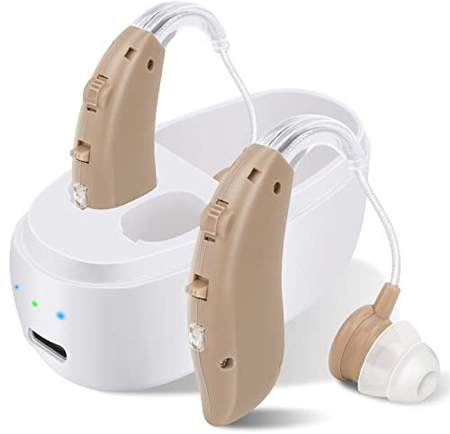 Vhipu Hearing Amplifier, Rechargeable Digital Personal Sound Device Chip BTE (Behind The Ear) Sound Enhancer for Seniors Adults Hearing Loss with Noise Cancelling and Charging Case