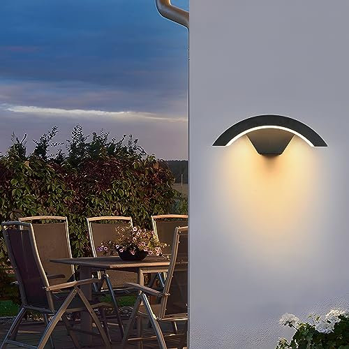 SENQIU Outdoor Wall Light, 24W 2700LM Waterproof IP65 Wall Lamp, Modern Wall Lighting 3000K Warm Light, Black Exterior/Indoor Wall Lights for Entrance Garden Hallway Living Room