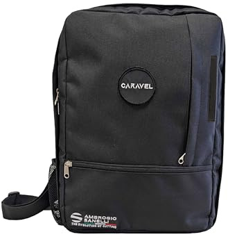 Ambrogio Sanelli, multifunktionell ryggsäck för Caravel, professionell knivhållare med 6 fickor, hållbar och säker, kan användas som PC-ryggsäck, axelrem, väska eller handbagage, tillverkad i Italien