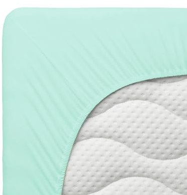 Mixi Trends Spannbettlaken Jersey Spannbetttuch 100% Baumwolle Bettlaken Bettlaken, Größe:160 x 200 cm, Farbe:Mint