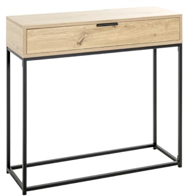 HAKU Konsole Eiche hell, schwarz, Metall, Spanplatte - Maße: B 80 x H 77 x T 28 cm, Style: Modern