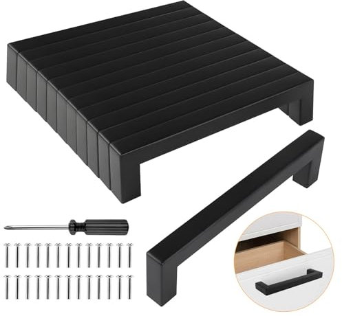 12 Stück Schrankgriffe Schwarz, Griffe für Küchengriffe 128mm Lochabstand Möbelgriff Küchengriffe schubladengriffe mit Schrauben und Installationswerkzeugen Geeignet für küchenschränke, Küche