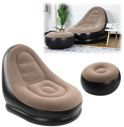 mumisuto Canapé Gonflable avec Repose-Pieds, Exterieur Fauteuil Gonflable avec Pompe à Air,Chaise Longue Fauteuil Gonflable en Flocage,pour Jardin Piscine Plage FêTes 150kg Max