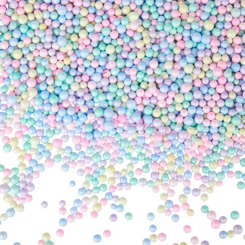 SOFPLATE 25G 7mm to 10mm Assorted Color Foam Balls Small Foam Beads Polystyrene Colorful Filler Mini Small Round Ball Smooth Filling Bead for Art Vase Filler Bean Bag DIY Wedding Party Decorations