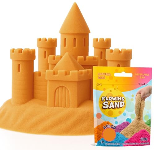 TUOLON 930g Magic Sand Magischer Sand Glutenfrei Natur Weich Formbar Zaubersand Sensorisch Für Kinder Ab 3 Jahren Spielsand für Drinnen Kreatives Spielzeug Weihnachts Geschenk Jungen Mädchen - Orange