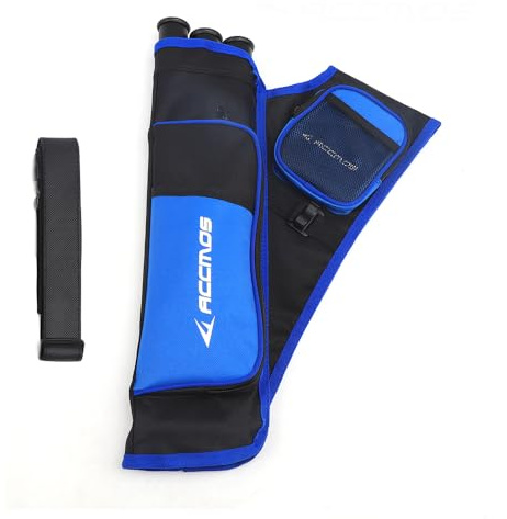 Flecha Holder, Pote para Flechas, Tri-Barril Carcaj Colgable Cadera Carcaj para Arco Compuesto Arco Recurvo Tiro con Arco (Left Hand Blue)