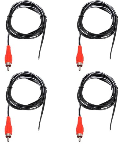 sourcing map Lot de 4 câbles audio RCA pour caisson de basses, 1 prise mâle RCA vers fil nu à extrémité ouverte pour amplificateur Home Cinéma, rouge