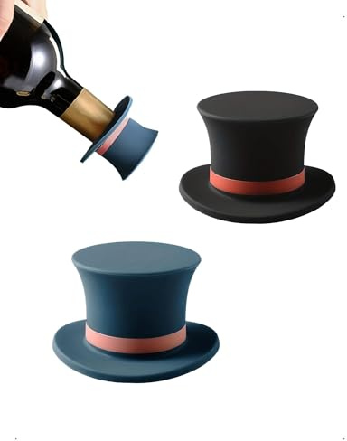 SanKristo 2 Pezzi Tappi Bottiglie Silicone Forma Cappello Mago Set, Riutilizzabile Filettatura Tappo Bottiglie Freschi Chiusura Tappi Universali Birra Champagne Vino Acqua Bevande Succo Frutta Vetro