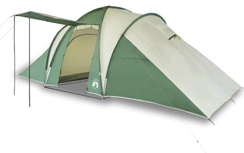 HFXHIJXQ Tienda de campaña para 6 personas, color verde, gran tienda familiar con 2 cabinas para dormir, toldo extraíble y barras de toldo, tienda de campaña para exteriores y camping, 576 x 238 x 193