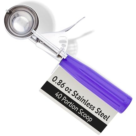 Restaurantware 0.86 Ounce Portion Scoop, 1 Trigger Release Stainless Steel Cookie Scoop - With Orchid Handle, Stainless Steel Disher, For Portion Control, Cookie Dough, Cupcake Batter, Or Ice Cream