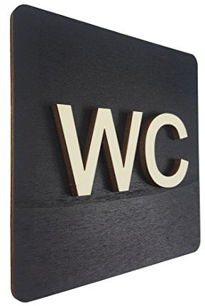 Manschin Laserdesign WC Schild Schwarz Holz Toilettenschild Toilette Türschild Damen Herren Piktogramm (14x14cm) (Schwarz, 14x14cm) Art.Nr. 4000