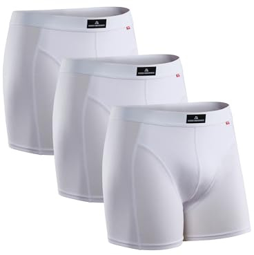 DANISH ENDURANCE Boxer Homme, Calecon Homme en Coton Ultra Doux avec ou sans Braguette, Lot de 3, Blanc, M