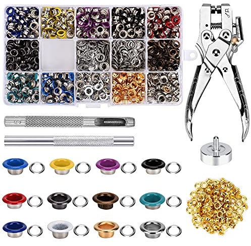 Kit di occhielli 701 pezzi Pinze per occhielli in metallo Kit di strumenti per occhielli da 5 mm con punzonatura per telone Strumenti per l'installazione di scarpe Borse in pelle Abbigliamento