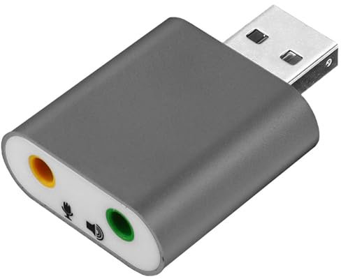 OcioDual Tarjeta de Sonido USB 2.0 GF2419 Plata 2 Jack 3.5mm Entrada Micrófono Salida Altavoces Auriculares Sonido Estéreo