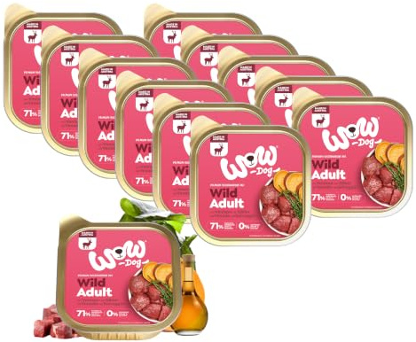 WOW Dog Nourriture humide pour chien avec sauvage, 11 x 150 g, sans céréales ni sucre