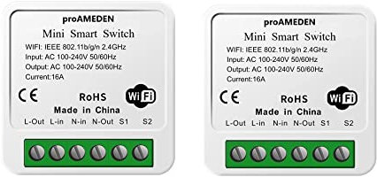 proAMEDEN Interruttore intelligente Wi-Fi 16A Mini Smart Switch Wi-Fi, modulo interruttore, app Tuya/SmartLife, compatibile con Alexa, Google Home (2)