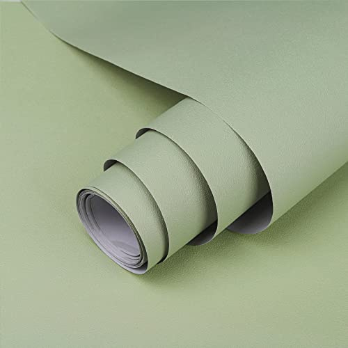 Hode Green Vinyl Wrap Matt 40X300cm, Green Sticky Back Plastic Roll, Self Adhesive Wallpaper for Furniture Kitchen Cupboard Covering Contact Paper Waterproof