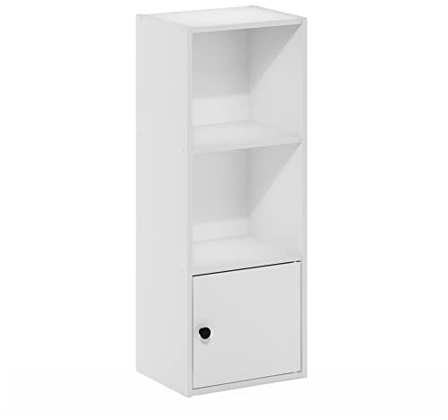 Furinno Luder Biblioteca de 3 Niveles con 1 Porte de Rangemen, Blanco