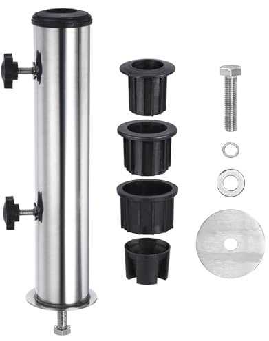 PATIKIL Paraguas Soporte Tubo, Inoxidable Acero Exterior Paraguas Base Poste Montaje Juego soporte, Mesa Paraguas Tubo Soporte para Exterior Patio trasero Balcón, Plata