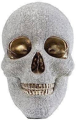 Kare Design Spardose Skull Crystals, Weiß/Gold, Spardose,Totenkopf, Kristall, handgearbeitet, Unikat, 17x14x23 cm (H/B/T)