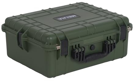 MEIJIA All Weather IP67 Waterproof Hard Protective Case, Hard Camera Case,Hard Case with Customizable Foam, Protection of Camera, Drones, Pistols, Equipments (Green, 20.62x16.85x8.11)