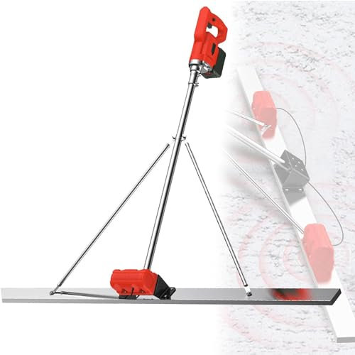 DPLXFPP Chape éLectrique, Machine Vibrante Finition Ciment Chape électrique sans Fil 150 Cm, Outil Travail Chape Surface en Béton 6000 TR/Min, avec Panneau en Acier Inoxydable,2Battery