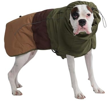 Spark Paws Hunderegenmantel, wasserdichte Winddichte Regenjacke, für kleine, mittlere, große und extra große Hunde, reflektierend, atmungsaktiv, mit vollständigem Körperschutz - Green Brown Tan - 2XL