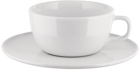 Alessi Itsumo NF07/87S - Set di una Tazza da Caffè Filtrato di Design, con Sottotazza, Uso Quotidiano, Estetica Minimale, in Porcellana Bianca, Diametro 15 cm