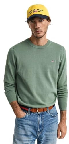 GANT Herren Classic Cotton C-Neck Pullover, Kalamata Green, L